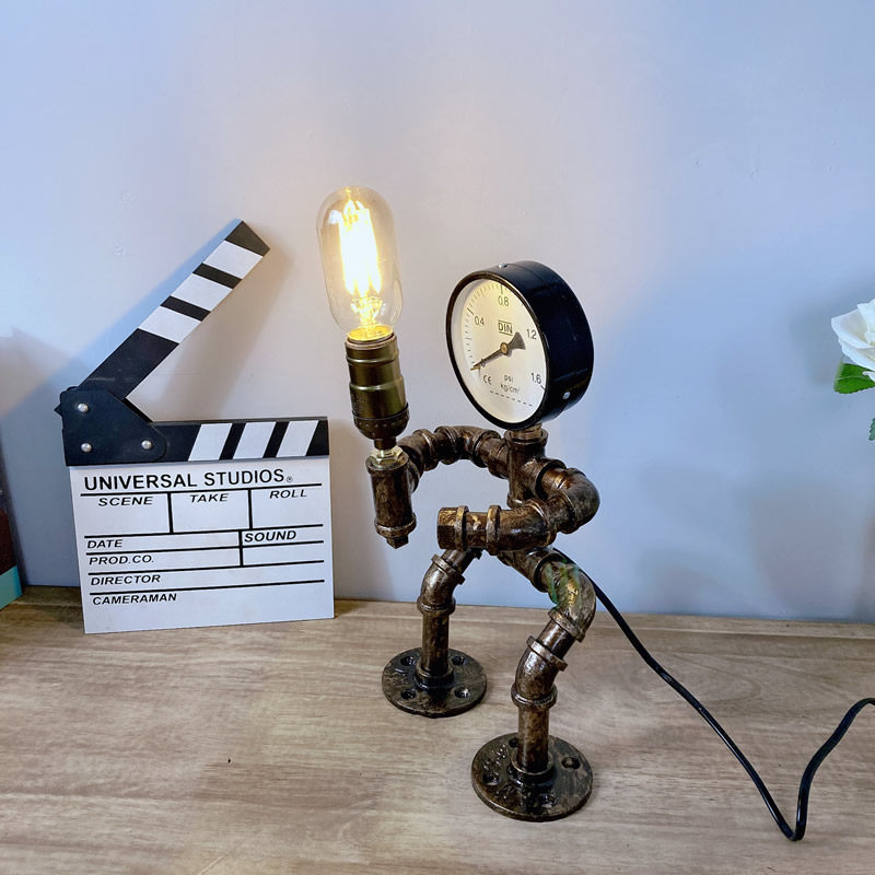 美式复古机器人水管灯朋克机器人创意小台灯酒吧书房创意小台灯
