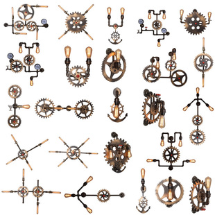 工业风格客厅loft齿轮水管壁灯美式复古loft酒吧KTV清吧装饰灯