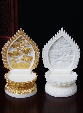 象牙果家用观音菩萨底坐佛像底托加高佛坐实木背光金色莲花底座摆