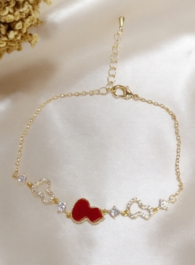 新中式时尚简约镂空红色葫芦手链