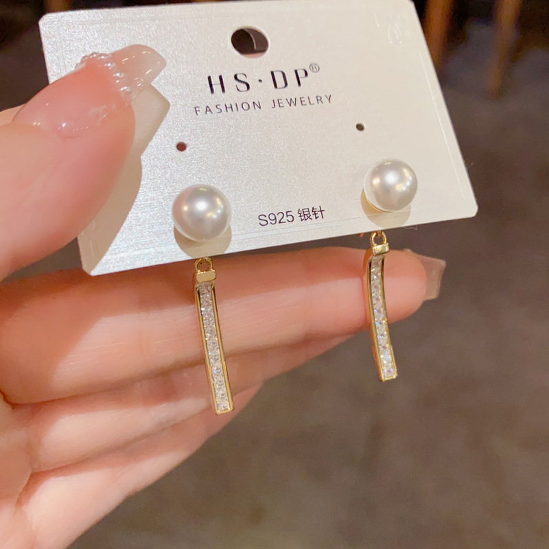 小众精致时尚珍珠几何前后戴耳坠