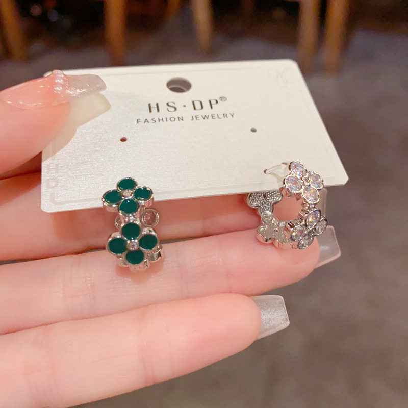 法式轻奢百搭感锆石双面耳扣