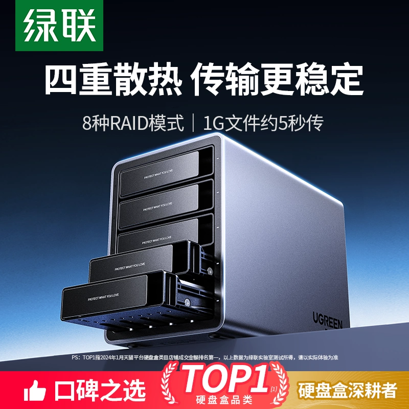 绿联硬盘盒子阵列柜多双盘位RAID外接3.5机械磁盘SATA存储扩展坞