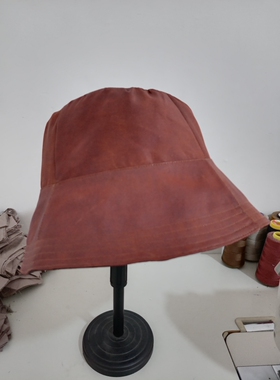 定做手工制作真丝香云纱渔夫帽盆帽防晒帽女士帽子钓鱼帽大檐帽