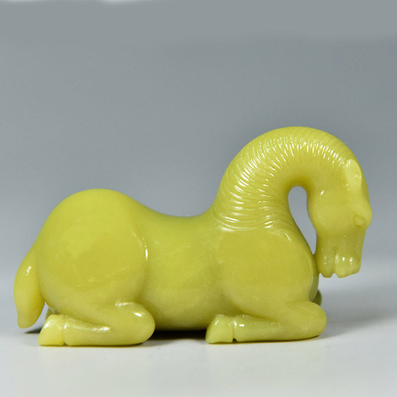 天然岫玉精雕《马》摆件 手把件 手感好 玉石收藏精品