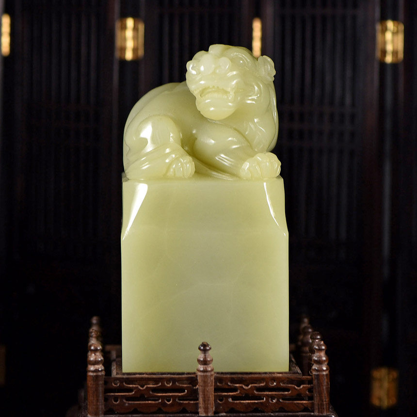 精品热销青玉瑞兽印章  珠宝古董收藏艺术品工艺阿富汗玉石