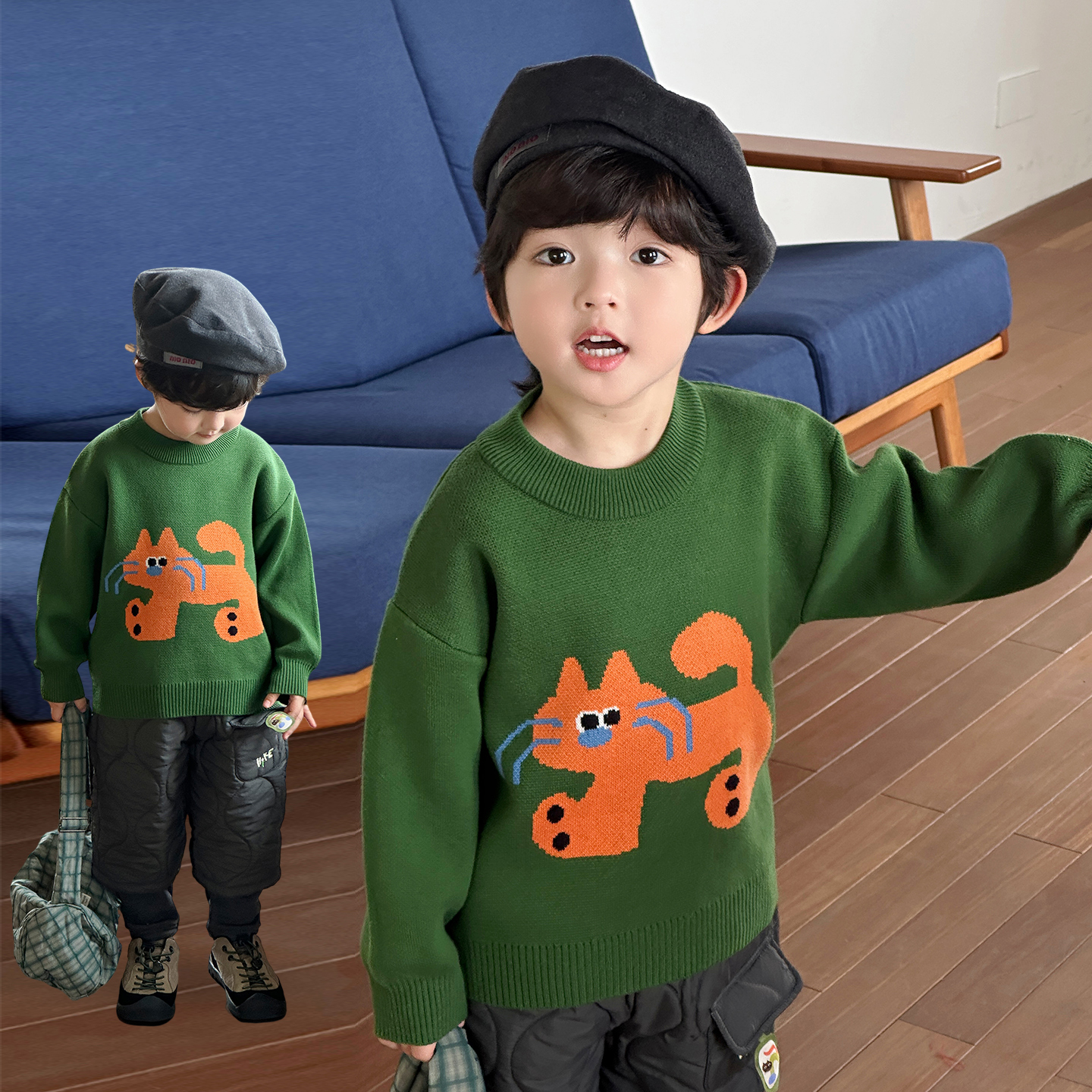 男童毛衣秋冬儿童针织衫宝宝2025新款男孩洋气上衣纯棉线衣打底衫