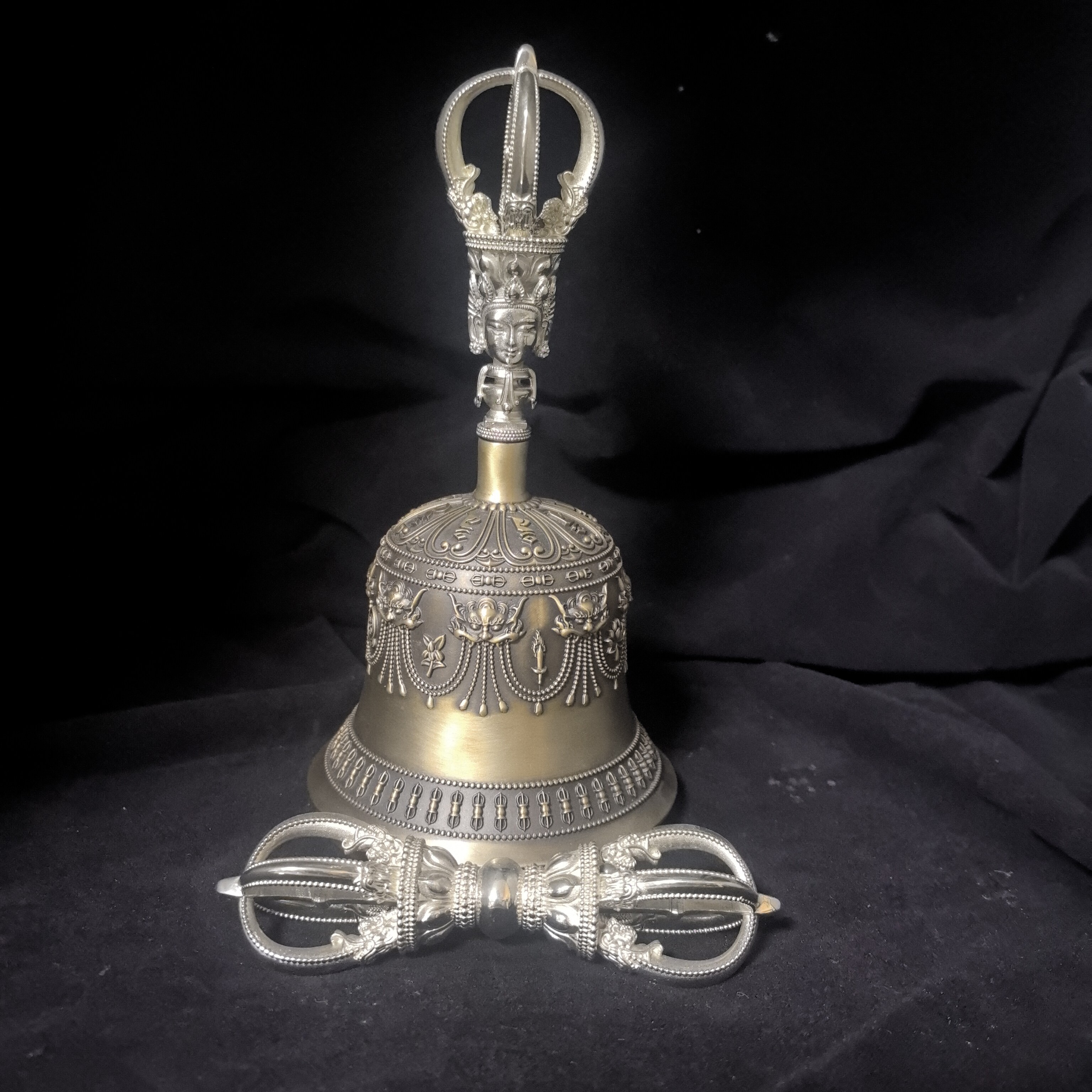 尼泊尔工艺紫铜做旧五股金刚杵铃杵摆件居家摆件佛堂寺庙供奉供具