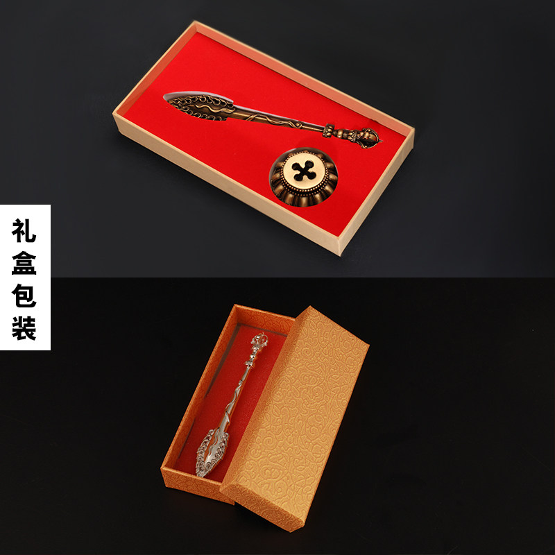 纯银藏式文殊菩萨智慧箭纯铜文殊剑镀金复古吊坠配饰佛堂供奉摆件
