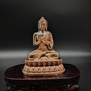 藏传密宗纯紫铜大日如来佛像五方佛铜摆件供奉随身佛毗卢遮那如来