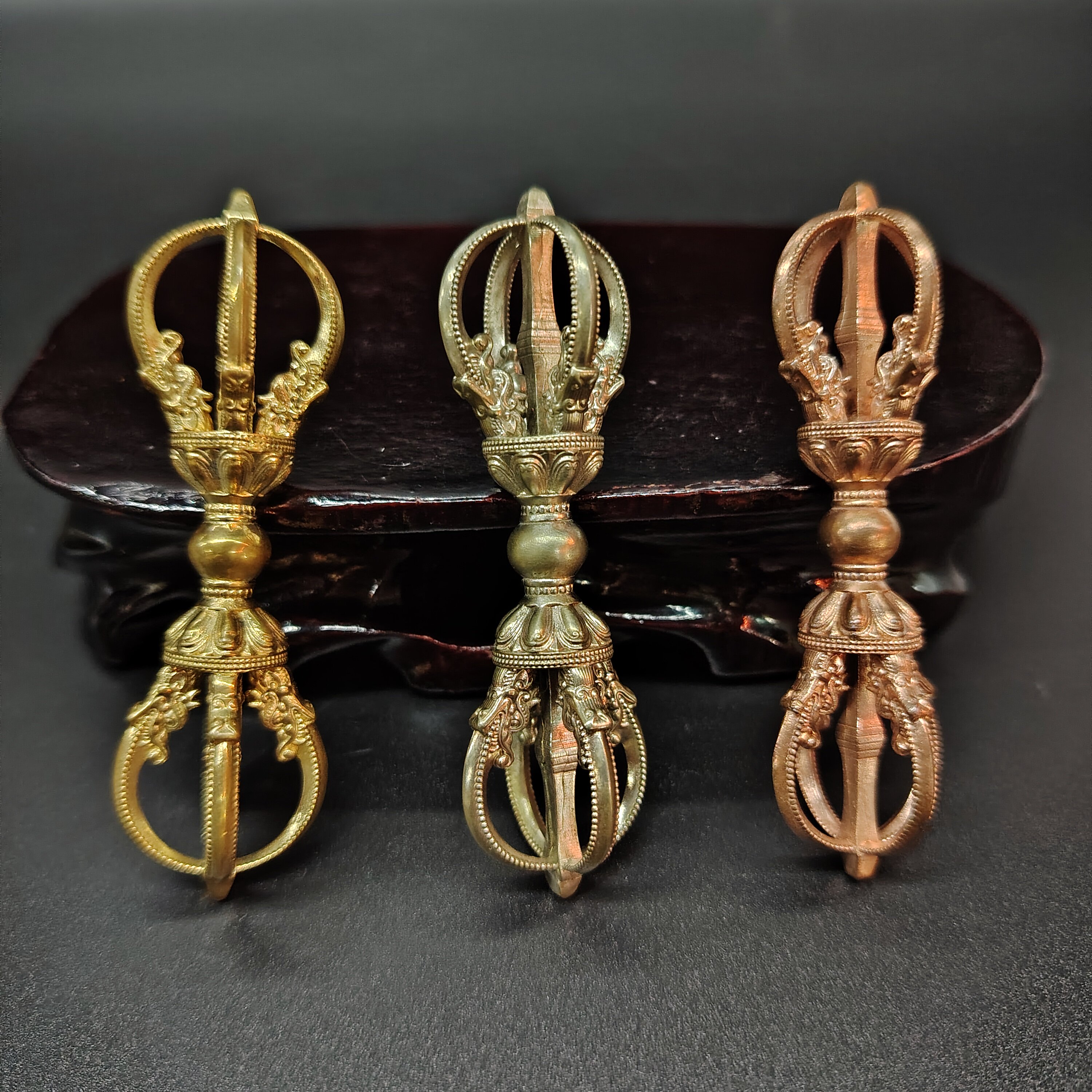 8cm纯铜五股金刚杵密宗法器纯手工降魔杵摆件随身携带把玩手把件