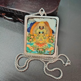 钛钢方形单面唐卡盒吊坠扎基拉姆唐卡壳项链4*5cm卡芯男女款随身