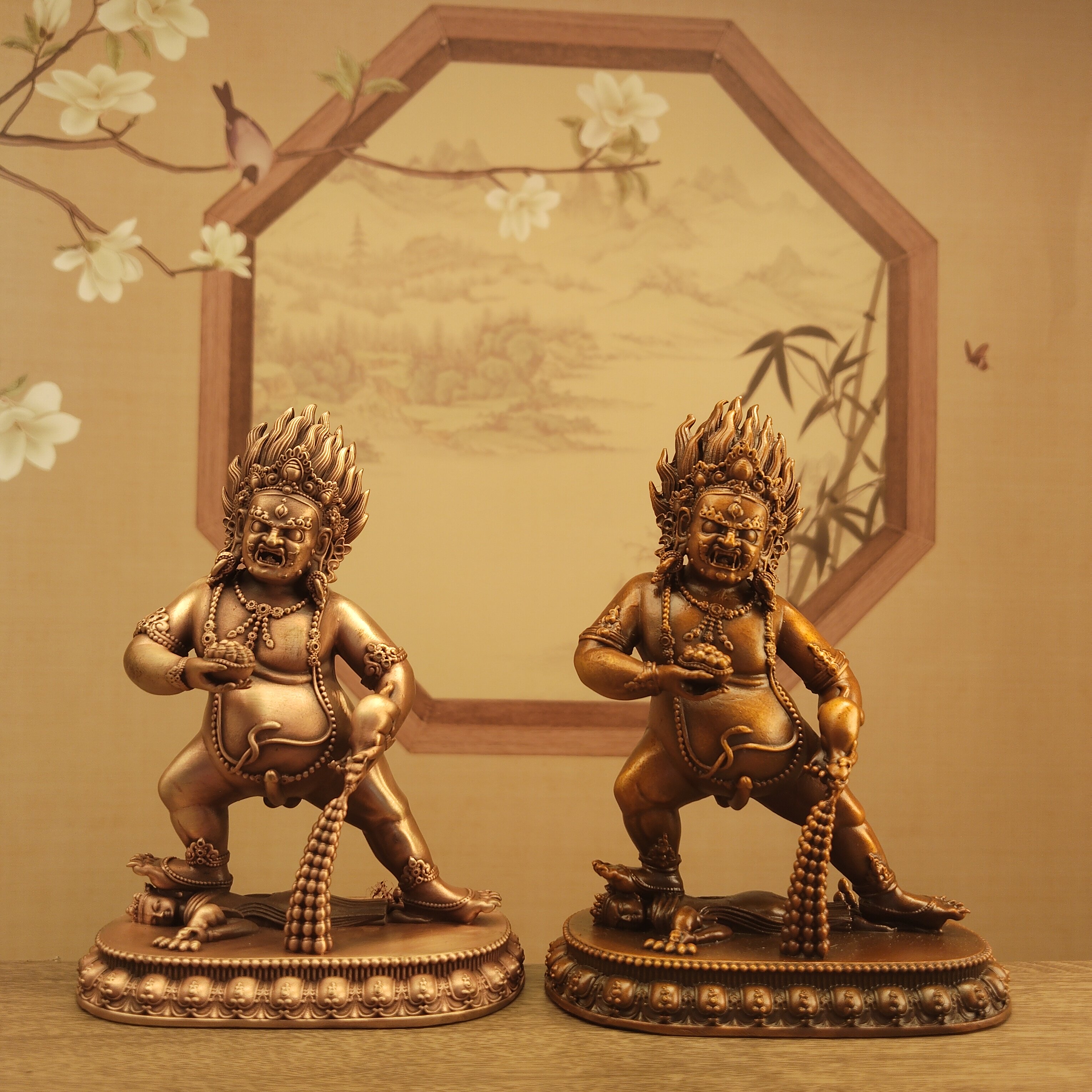 西藏精工紫铜做旧三寸10厘米黑财神像居家摆件佛堂寺庙供奉供具