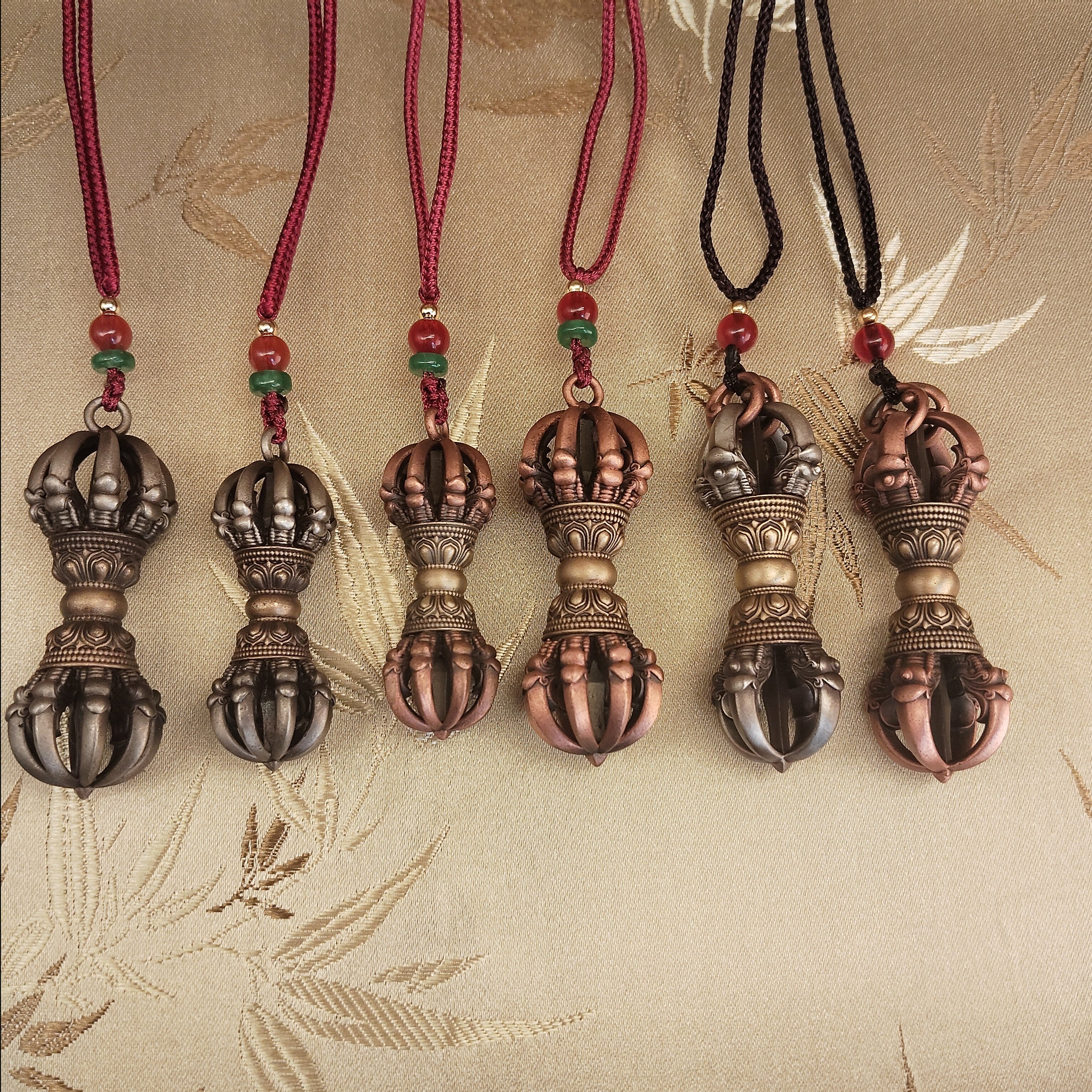 尼泊尔工艺紫铜白铜双色铜九股五股金刚杵吊坠男女款配饰挂件送礼