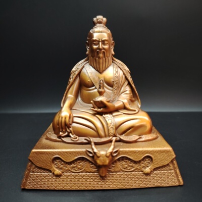 藏传密宗纯紫铜做旧3寸唐东杰布佛像摆件藏戏鼻祖家居桌面佛堂供