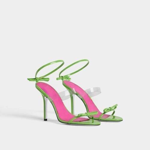新款 跨境欧美高跟拖鞋尖头结细跟时装凉鞋shoes women plus size