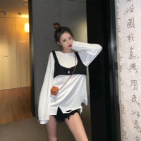 Khoan mới áo thun lỗ dài tay + áo vest nữ hai dây thể thao - Trang phục thể thao áo khoác lining nữ