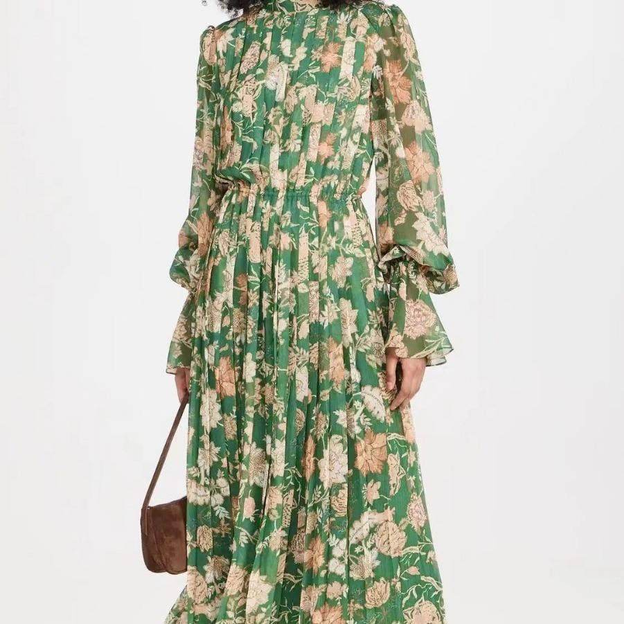 新款外贸早秋经典通勤风时尚小众设计感印花雪纺连衣裙长裙女长袖,女装/女士精品,连衣裙,淘宝优惠券,粉丝福利购,淘宝优惠卷