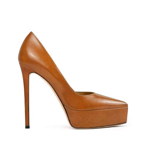 新款欧美水台时装单鞋尖头优雅细跟女鞋走秀high heels pumps14cm