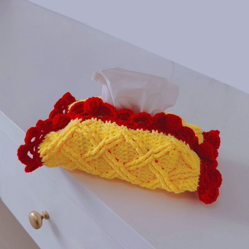 柚子纸巾盒毛线编织餐巾盒自制抽纸袋纸巾羽生结弦手工diy材料包