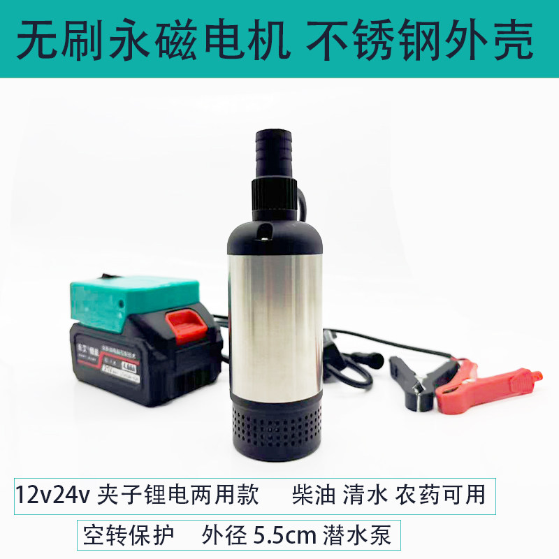 无刷电机锂电电动抽水泵12V大流量潜水泵24v 柴油泵无人机加药泵
