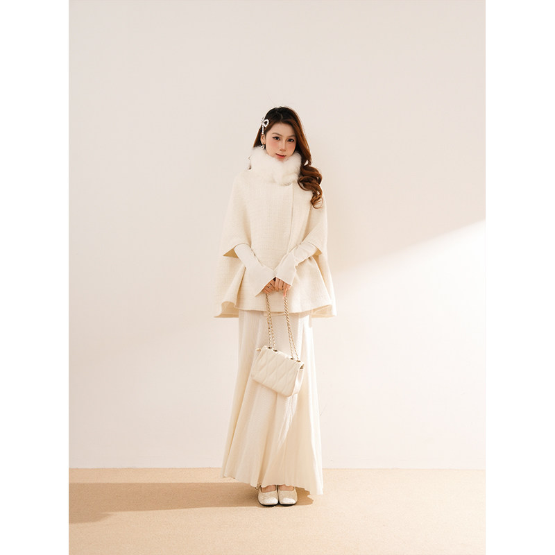 留洋千金 秋冬高级感毛领斗篷外套+针织连衣裙贵气小香风两件套女,女装/女士精品,时尚套装,淘宝优惠券,粉丝福利购,淘宝优惠卷