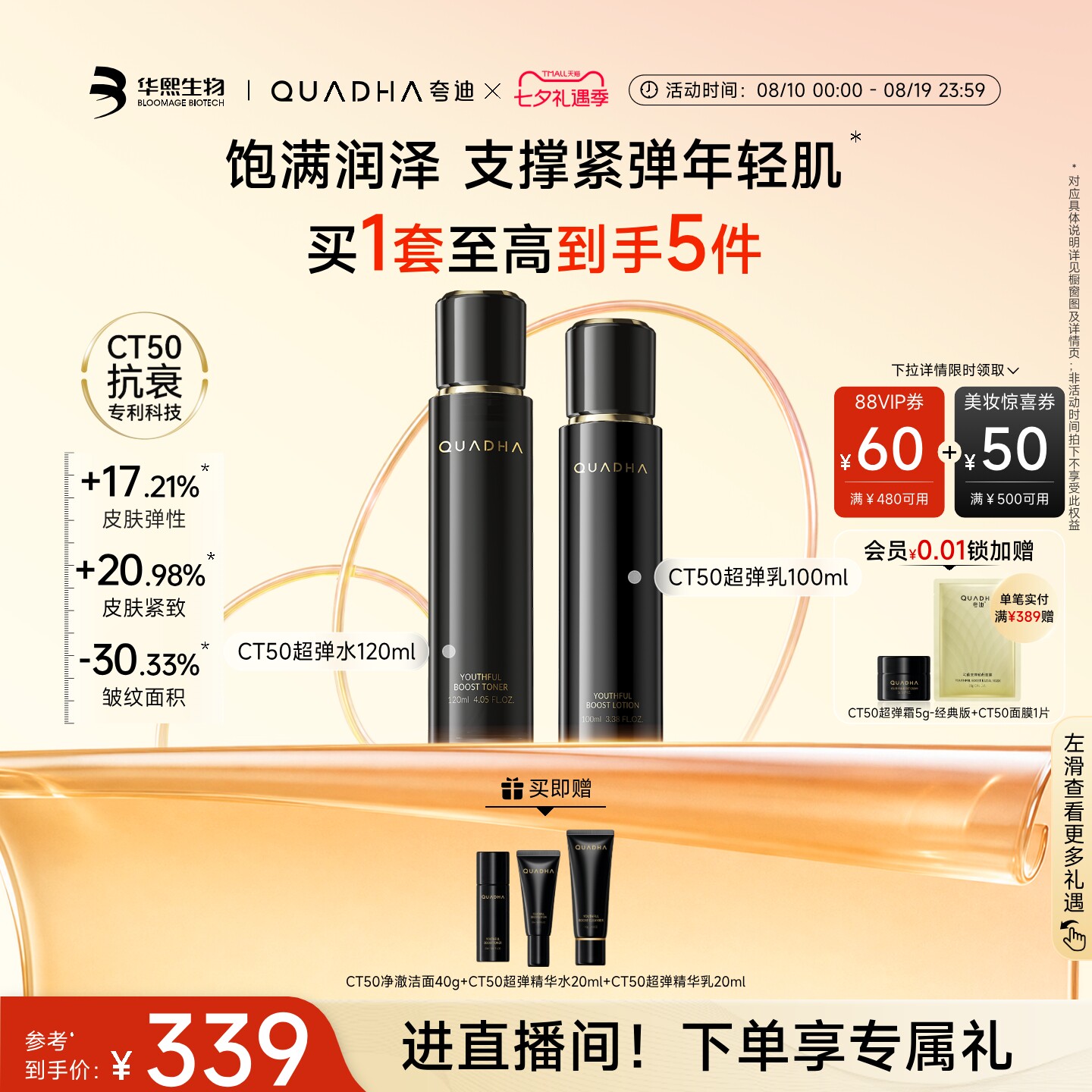 CT50精华水乳洁面滋润版面霜套装