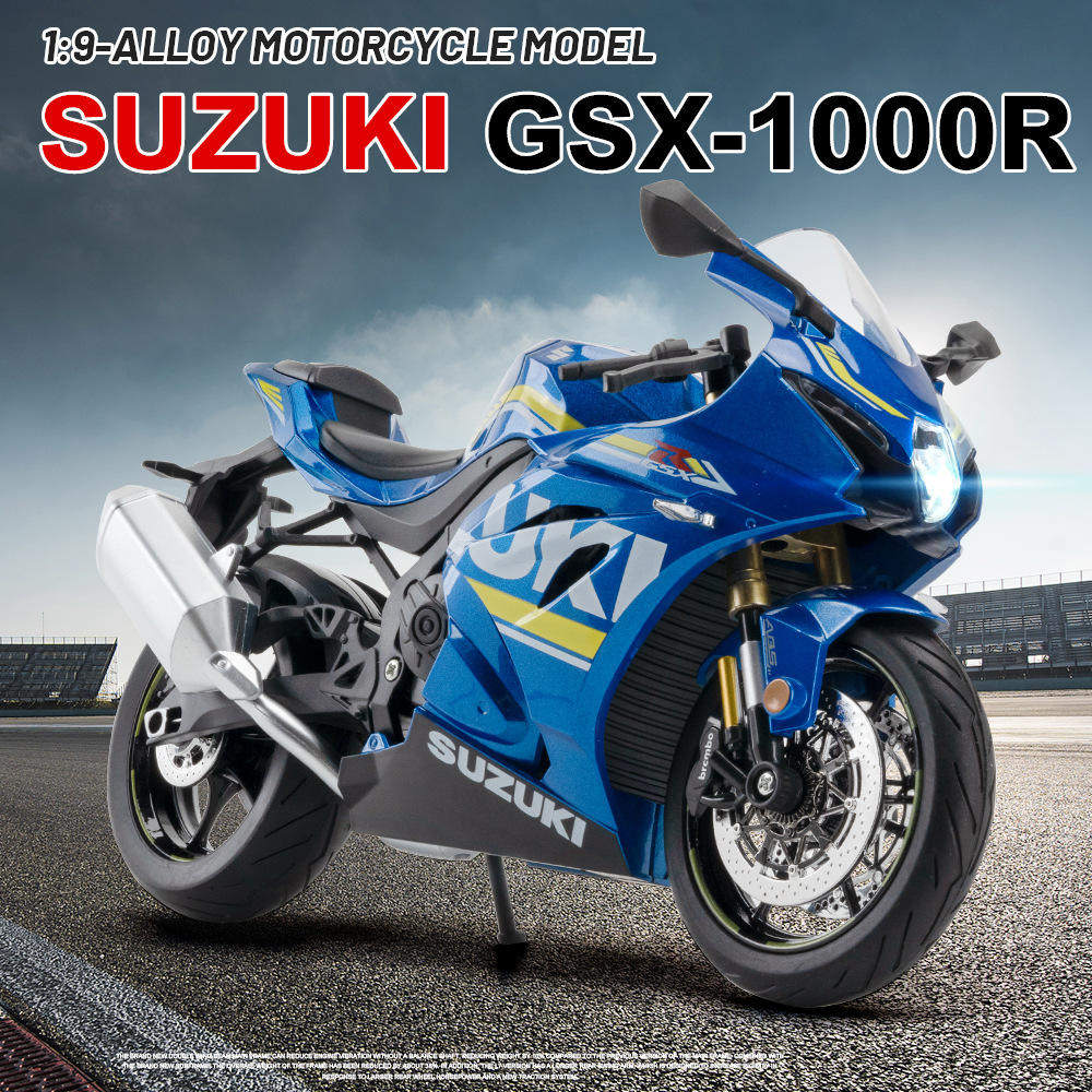 新款 盒装仿真1:9铃木GSX-1000R合金摩托车模型摆件儿童玩具车