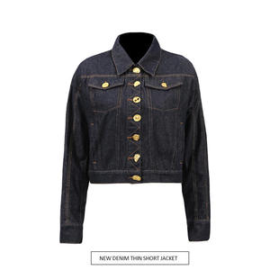 小众外套2025长袖单排扣线条设计高级感短款牛仔夹克短外套高腰型