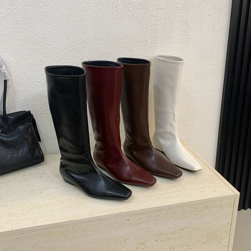 DASU2025秋冬新款韩版简约方头百搭气质低跟骑士靴女套筒长筒靴女