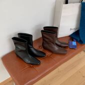 DASU2025新款 尖头短靴女春秋单靴方头粗跟骑士靴坡跟短筒瘦瘦靴子