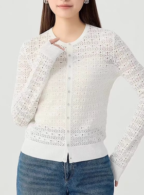 [商场同款】2025春新款圆领气质镂空针织开衫女148016-1T54471