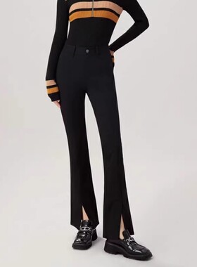 G家女装专柜正品四面弹黑色微喇裤休闲长裤女1196452-330511-001