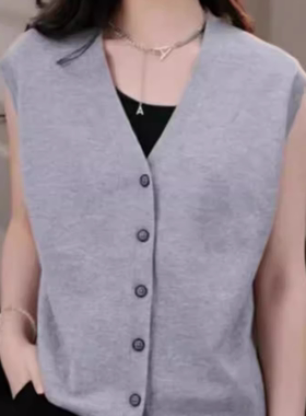 [商场同款】2024秋新款V领休闲针织马甲女5499269-4T24131-035