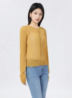 [商场同款]2025夏新款圆领薄款针织开衫防晒衫548004-1T32125