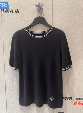 G家女装专柜2023夏新款圆领针织衫短袖T恤女1399580-4T17511-005