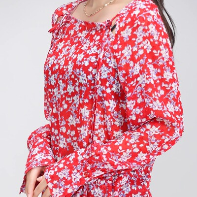 [商场同款】2025春新款优雅碎花方领长袖衬衫女130012-2A65935