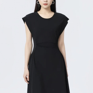 [商场同款]2025夏新款短袖圆领收腰气质显瘦连衣裙550032-4238111