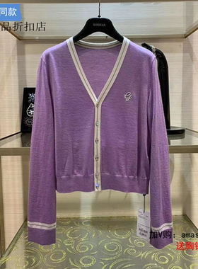 G家专柜正品折扣2022秋V领羊绒针织衫开衫女1499175-4T13454-035