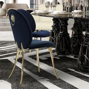 意式轻奢餐椅设计师高端豪宅别墅酒店家用纯铜休闲椅现代靠背椅