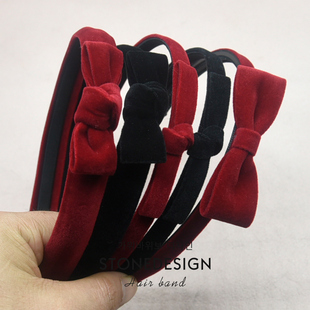 女童红色新年丝绒蝴蝶结发箍儿童公主可爱洋气过年头箍女宝宝发饰