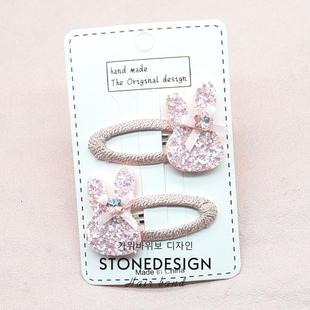 儿童发夹可爱闪钻小兔子星星碎发bb夹子发卡头饰女童皮筋扎头发绳