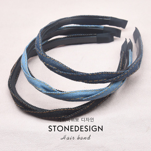 儿童蓝色牛仔发箍女童百搭头箍压发发卡头饰女孩公主带齿防滑发饰