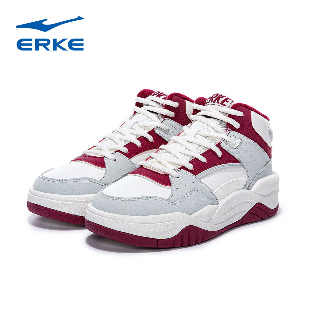 鸿星尔克2025冬季款女子加棉高帮运动鞋百搭保暖板鞋12125421209