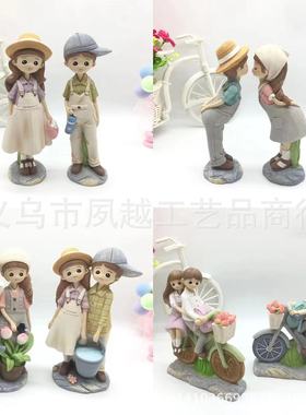 男孩女孩树脂摆饰田园工艺品情侣