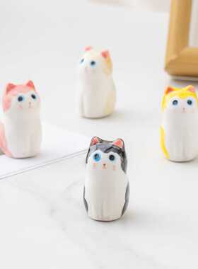 陶瓷萌猫摆件办公桌治愈解压小