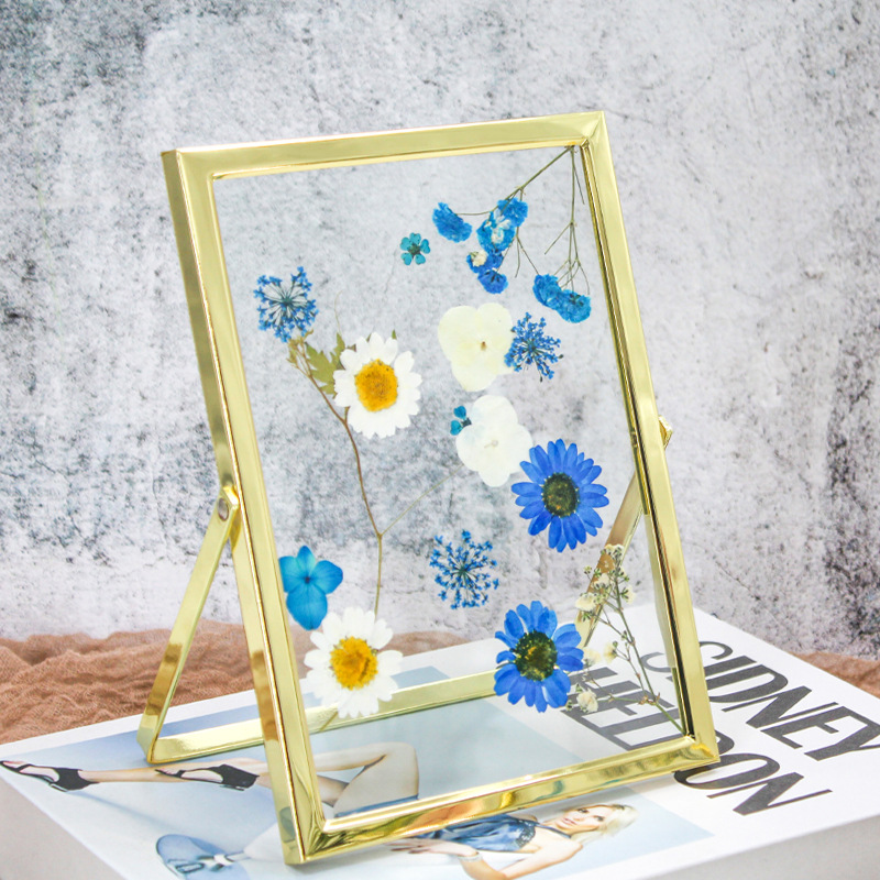 北欧玻璃金属相框摆台6寸8寸diy立体干花植物标本框装饰收纳画框图片