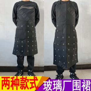 玻璃厂防割围裙半身加大加厚牛仔双层透气耐磨防玻璃铁板钢板划伤