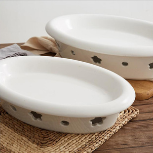 陶瓷明炉保温鱼盘干锅酒精蜡烛加热圆形炉菜盘子酒店餐具梅花炉