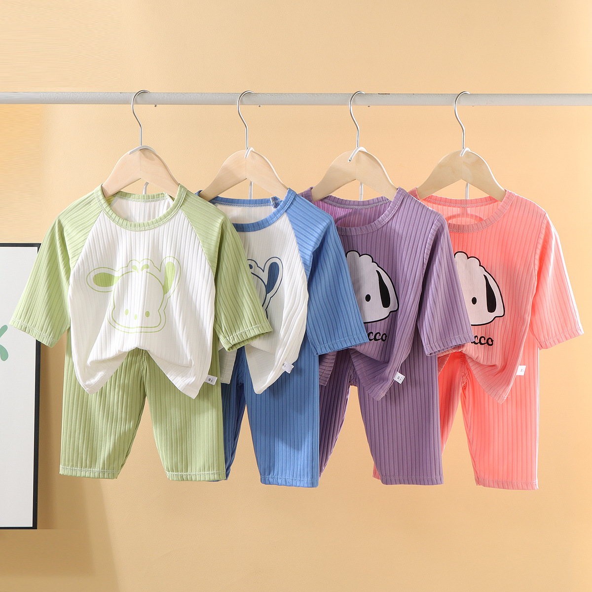 夏季中大童七分袖家居服套装薄款